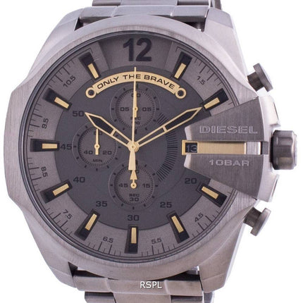 Diesel Mega Chief Chronograph Graues Zifferblatt Edelstahl Quarz DZ4466 100M Herrenuhr