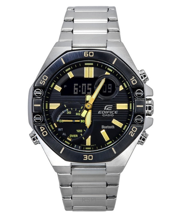 Casio Edifice Analog-Digital-Smartphone-Link Edelstahl schwarzes Zifferblatt Quarz ECB-10DB-1A9 100M Herrenuhr