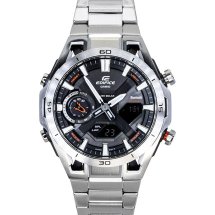 Casio Edifice Analog Digital Smartphone Link Edelstahl Schwarzes Zifferblatt Solar ECB-2300D-1A 100M Herrenuhr