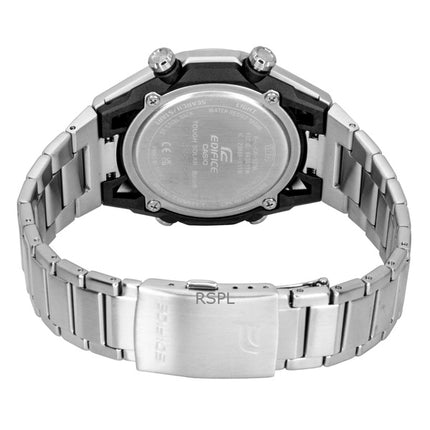 Casio Edifice Analog-Digital Herrenuhr aus Edelstahl mit blauem Zifferblatt, Solarbetrieb, ECB-2300D-2A, wasserdicht bis 100 m