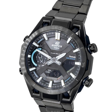 Casio Edifice Analog-Digital-Herrenuhr aus Edelstahl mit schwarzem Zifferblatt, Solarfunktion, ECB-2300DC-1A, wasserdicht bis 100 m