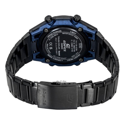 Casio Edifice Analog-Digital-Herrenuhr aus Edelstahl mit schwarzem Zifferblatt, Solarfunktion, ECB-2300DC-1A, wasserdicht bis 100 m