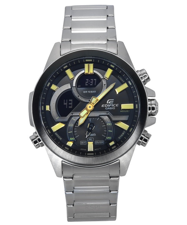 Casio Edifice Analog-Digital-Smartphone-Link Edelstahl schwarzes Zifferblatt Quarz ECB-30DB-1A9 100M Herrenuhr