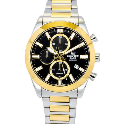 Casio Edifice Analog-Chronograph Zweifarbig Edelstahl Schwarzes Zifferblatt Quarz EFB-710SG-1AV 100M Herrenuhr