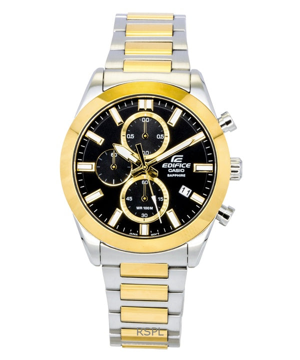 Casio Edifice Analog-Chronograph Zweifarbig Edelstahl Schwarzes Zifferblatt Quarz EFB-710SG-1AV 100M Herrenuhr
