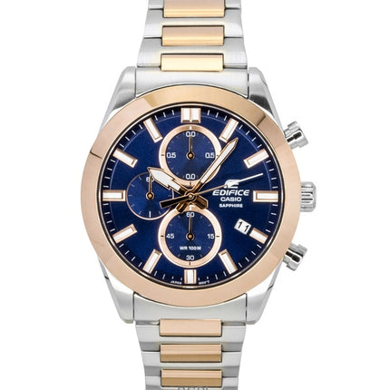 Casio Edifice Analog-Chronograph Zweifarbig Edelstahl Blaues Zifferblatt Quarz EFB-710SG-2AV 100M Herrenuhr