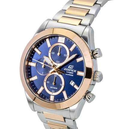 Casio Edifice Analog-Chronograph Zweifarbig Edelstahl Blaues Zifferblatt Quarz EFB-710SG-2AV 100M Herrenuhr