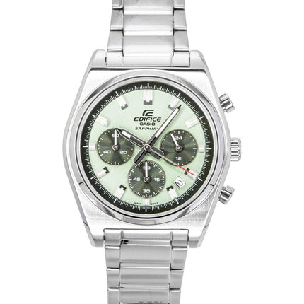 Casio Edifice Analog Standard Chronograph Edelstahl Grünes Zifferblatt Quarz EFB-730D-3AV 100M Herrenuhr