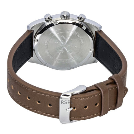 Casio Edifice Analog Standard Chronograph Lederarmband Elfenbeinfarbenes Zifferblatt Quarz EFB-730L-7AV 100M Herrenuhr