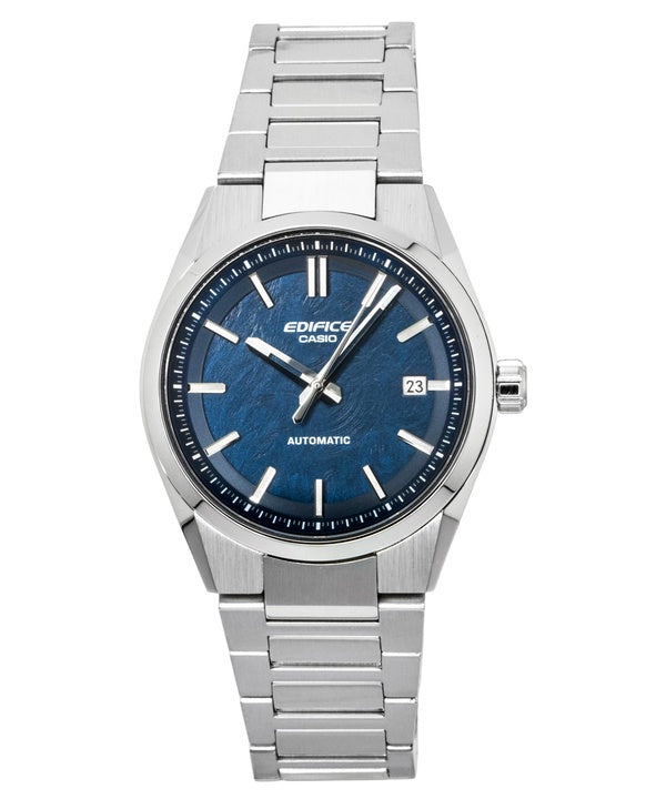Casio Edifice Analog Herrenuhr mit blauem Zifferblatt, Edelstahlgehäuse und Automatikwerk, Modell EFK-110D-2A, wasserdicht bis 100 m
