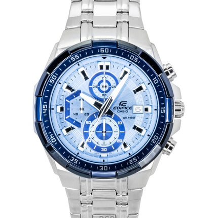 Casio Edifice Analog Standard Chronograph Edelstahl Blaues Zifferblatt Quarz EFR-539DE-2AV 100M Herrenuhr