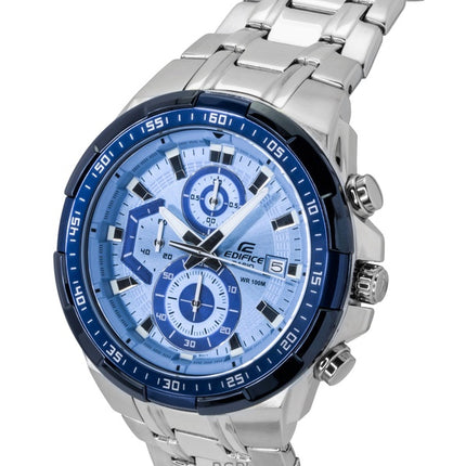 Casio Edifice Analog Standard Chronograph Edelstahl Blaues Zifferblatt Quarz EFR-539DE-2AV 100M Herrenuhr
