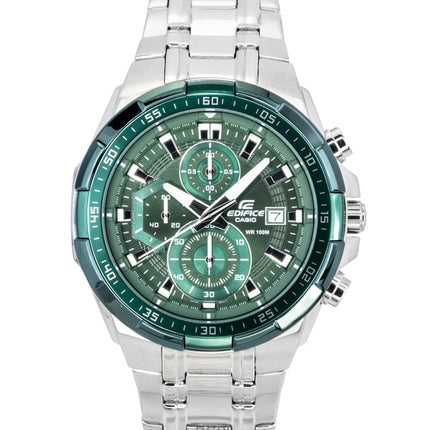 Casio Edifice Analog Standard Chronograph Edelstahl Grünes Zifferblatt Quarz EFR-539DE-3AV 100M Herrenuhr