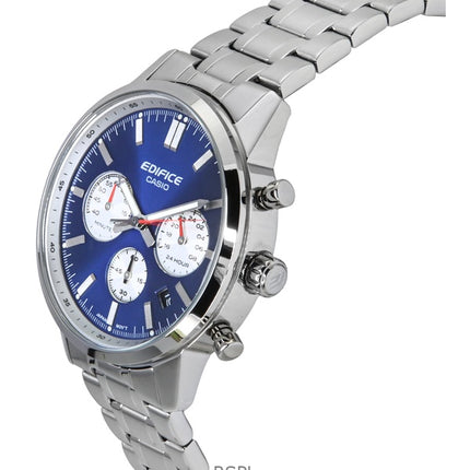 Casio Edifice Analog Chronograph Edelstahl Blaues Zifferblatt Quarz EFR-575D-2A 100M Herrenuhr