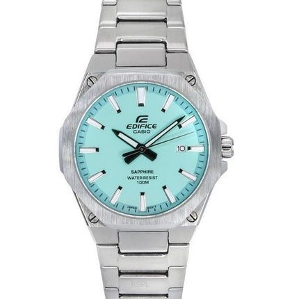 Casio Edifice Saphirglas Analog Edelstahl Türkises Zifferblatt Quarz EFR-S108D-2B 100M Herrenuhr