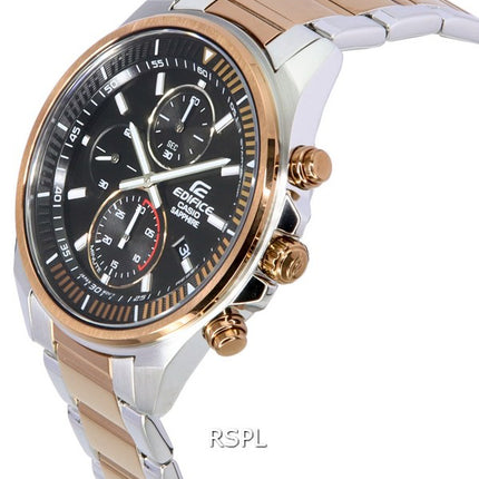 Casio Edifice Schwarzes Zifferblatt Two Tone Quartz EFR-S572GS-1A EFRS572GS-1 100M Herrenuhr