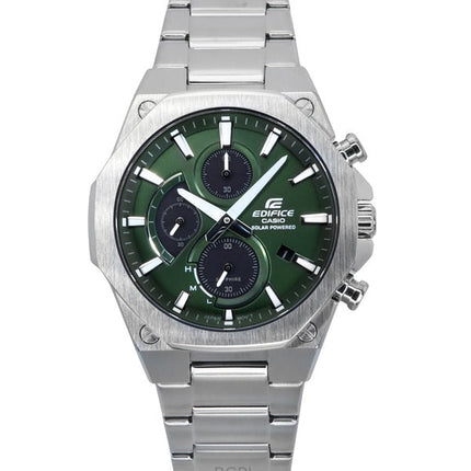 Casio Edifice Slim Line Analog Chronograph Edelstahl Grünes Zifferblatt Solar EFS-S570D-3A 100M Herrenuhr