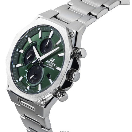 Casio Edifice Slim Line Analog Chronograph Edelstahl Grünes Zifferblatt Solar EFS-S570D-3A 100M Herrenuhr