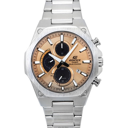 Casio Edifice Slim Line Analog Chronograph Edelstahl Kupfer Zifferblatt Solar EFS-S570D-5A 100M Herrenuhr