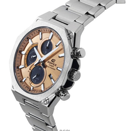Casio Edifice Slim Line Analog Chronograph Edelstahl Kupfer Zifferblatt Solar EFS-S570D-5A 100M Herrenuhr
