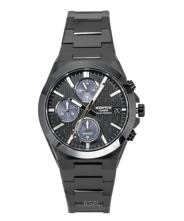Casio Edifice Analog Chronograph Edelstahl Schwarzes Zifferblatt Solar EFS-S650DC-1A 100M Herrenuhr