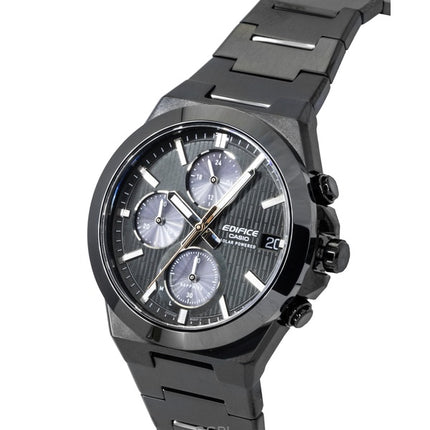Casio Edifice Analog Chronograph Edelstahl Schwarzes Zifferblatt Solar EFS-S650DC-1A 100M Herrenuhr