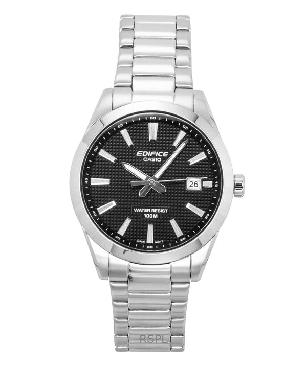 Casio Edifice Analog Edelstahl Schwarzes Zifferblatt Quarz EFV-160D-1A 100M Herrenuhr