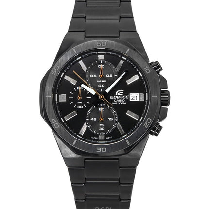 Casio Edifice Standard Analog Chronograph Edelstahl schwarzes Zifferblatt Quarz EFV-640DC-1AV 100M Herrenuhr