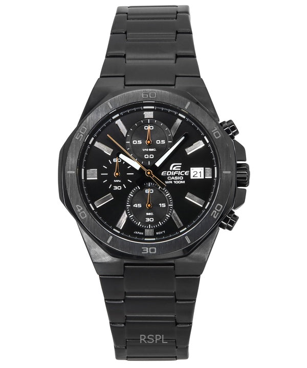 Casio Edifice Standard Analog Chronograph Edelstahl schwarzes Zifferblatt Quarz EFV-640DC-1AV 100M Herrenuhr