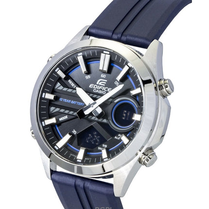 Casio Edifice Analog-Digital Herrenuhr mit Harzarmband, schwarzem Zifferblatt und Quarzwerk (EFV-C120P-1A2, wasserdicht bis 100 m)