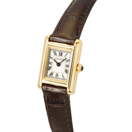 Citizen Fio Roma Damenuhr mit Kalbslederarmband, silbernem Zifferblatt und Eco-Drive-Antrieb (EG2797-13A)