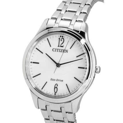 Citizen Elegance Damenuhr aus Edelstahl mit weißem Zifferblatt und Eco-Drive-Antrieb EM0411-71A
