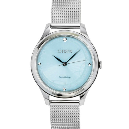 Citizen Eco-Drive Damenuhr aus Edelstahl mit mintgrünem Zifferblatt, Modell EM0501-89M