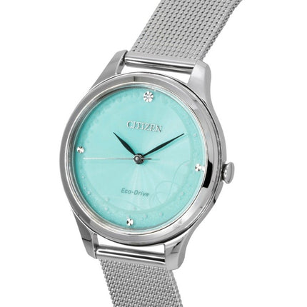 Citizen Eco-Drive Damenuhr aus Edelstahl mit mintgrünem Zifferblatt, Modell EM0501-89M