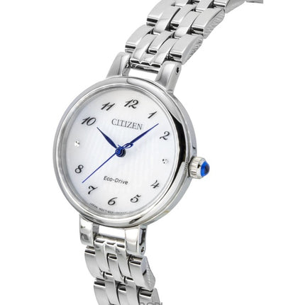 Citizen L Damenuhr aus Edelstahl mit weißem Zifferblatt und Eco-Drive-Antrieb EM0990-81A