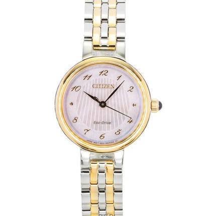 Citizen L Classic Zweifarbige Damenuhr aus Edelstahl mit Perlmuttzifferblatt und Eco-Drive-Antrieb EM0996-84Y