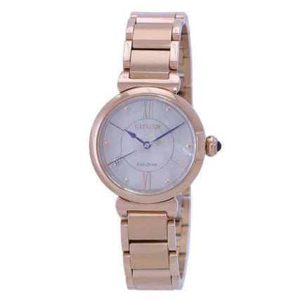 Citizen L-Serie Diamant-Akzent Roségold-Edelstahl-Perlmutt-Zifferblatt Eco-Drive EM1073-85Y Damenuhr