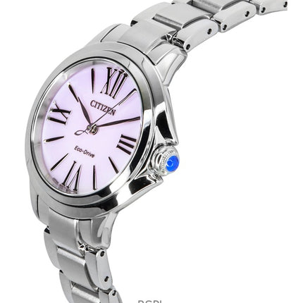 Citizen L Eco-Drive Damenuhr aus Edelstahl mit rosa Zifferblatt EM1160-58X