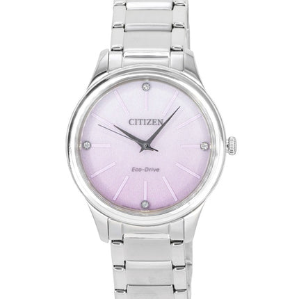 Citizen Eco-Drive Analog Edelstahl Rosa Zifferblatt Solar EM1220-58X Damenuhr