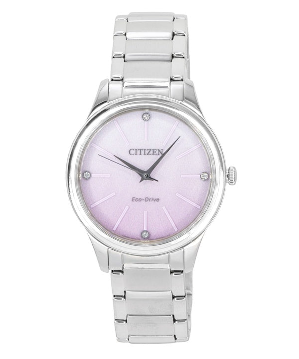 Citizen Eco-Drive Analog Edelstahl Rosa Zifferblatt Solar EM1220-58X Damenuhr