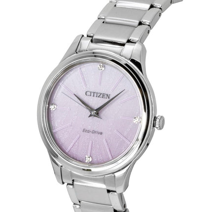 Citizen Eco-Drive Analog Edelstahl Rosa Zifferblatt Solar EM1220-58X Damenuhr