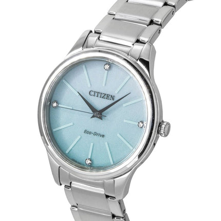 Citizen Eco-Drive Analog Edelstahl Eisblaues Zifferblatt Solar EM1220-58Y Damenuhr