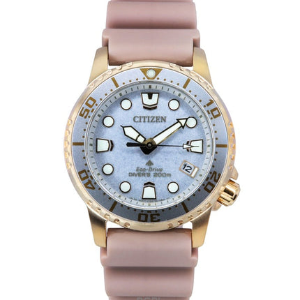 Citizen Promaster Dive Polyurethan-Armband silbernes Zifferblatt Eco-Drive EO2023-00A 200M Damenuhr