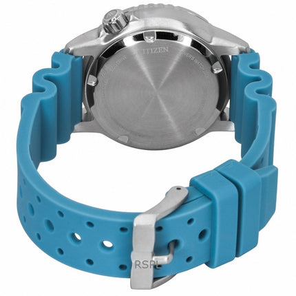Citizen Promaster Damenuhr mit Polyurethanarmband, blauem Zifferblatt, Eco-Drive, Taucheruhr EO2027-09L, wasserdicht bis 200 m