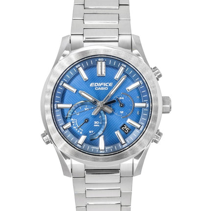 Casio Edifice Analog-Chronograph mit Smartphone-Verbindung, Edelstahl, blauem Zifferblatt, Solar, EQB-1300D-2A, 100 m, Herrenuhr