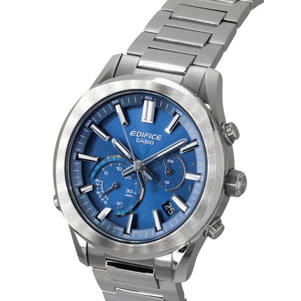 Casio Edifice Analog-Chronograph mit Smartphone-Verbindung, Edelstahl, blauem Zifferblatt, Solar, EQB-1300D-2A, 100 m, Herrenuhr