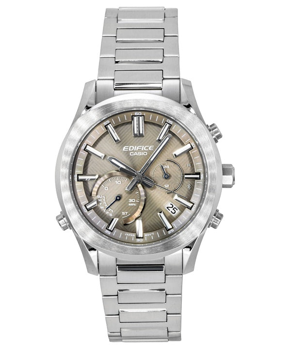 Casio Edifice Analog-Chronograph mit Smartphone-Verbindung, Edelstahl, braunes Zifferblatt, Solar, EQB-1300D-5A, 100 m, Herrenuhr