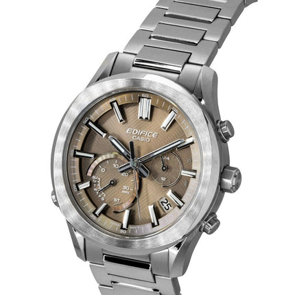 Casio Edifice Analog-Chronograph mit Smartphone-Verbindung, Edelstahl, braunes Zifferblatt, Solar, EQB-1300D-5A, 100 m, Herrenuhr