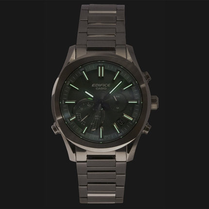 Casio Edifice Analog-Chronograph mit Smartphone-Anbindung, grünes Zifferblatt, Edelstahl, Solar, EQB-1300DC-3A, 100 m, Herrenuhr