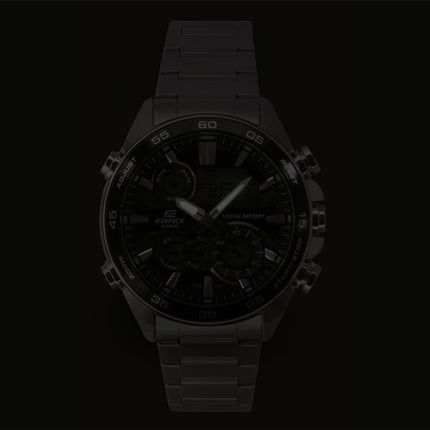 Casio Edifice Analog-Digital Herrenuhr, Edelstahl, schwarzes Zifferblatt, Quarzwerk, ERA-130D-1A, wasserdicht bis 100 m